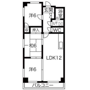 第2高杉マンション(3LDK/7階)の間取り写真