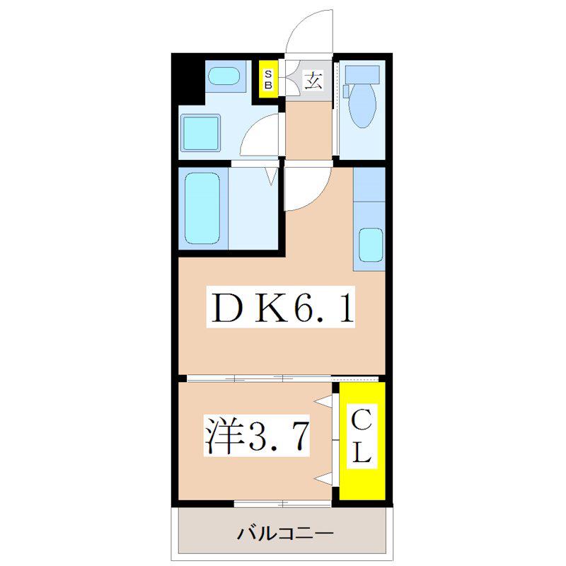 ARIETE(1DK/1階)の間取り写真