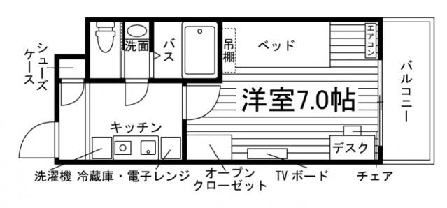学生会館 UNI EMEAL 福井花月(1K/1階)の間取り写真