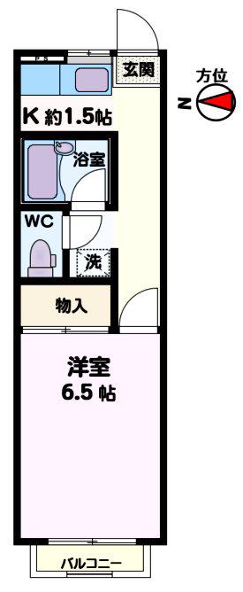 メゾン武蔵浦和参番館(1K/2階)の間取り写真