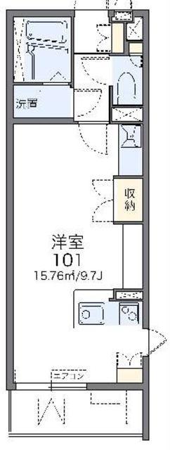 レオネクストベイタウン(ワンルーム/1階)の間取り写真