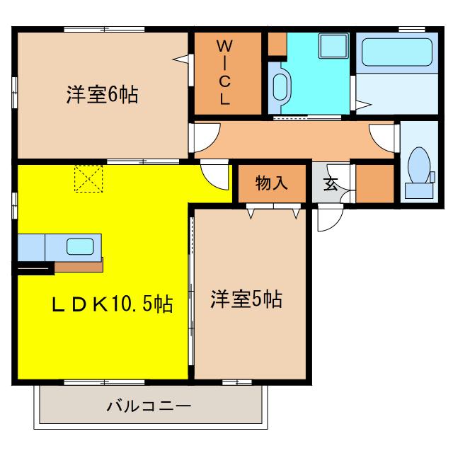 グラン・シャリオ(2LDK/2階)の間取り写真