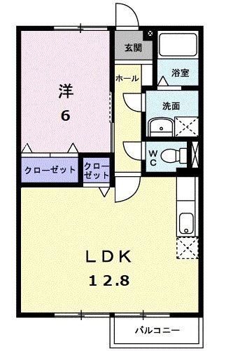CASAカナイIII(1LDK/1階)の間取り写真