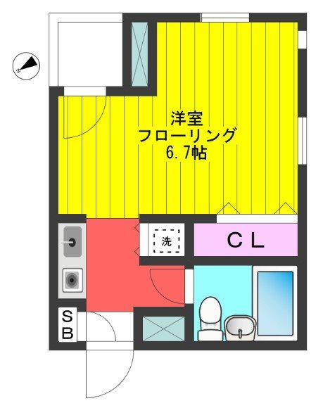 ジュネス洗足(1K/1階)の間取り写真