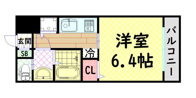 プレサンス難波フィネスト(1K/5階)の間取り写真