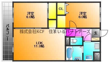 エクセルコート(2LDK/1階)の間取り写真