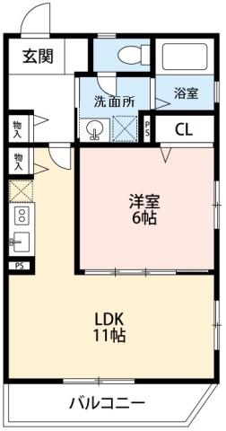 EMERAUDE(1LDK/2階)の間取り写真