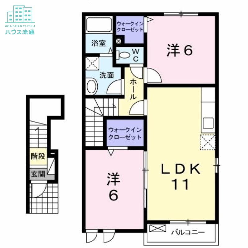 ハッピーガーデンI(2LDK/2階)の間取り写真