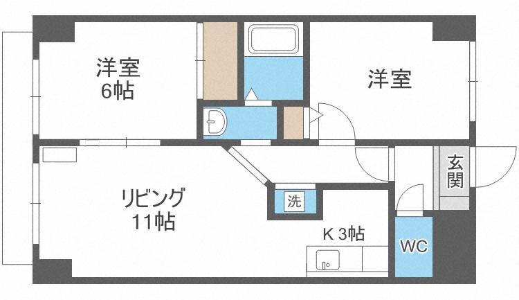 アクティブヒルズ(2LDK/4階)の間取り写真