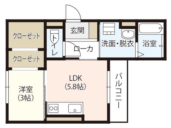 LCREW舟入(1DK/2階)の間取り写真