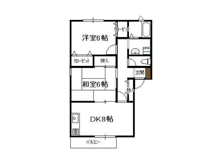 パークハイム(2DK/1階)の間取り写真