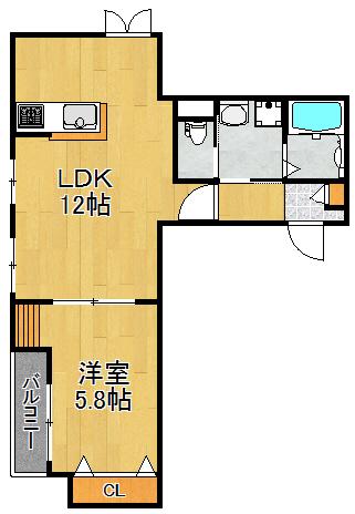パルムコート(1LDK/3階)の間取り写真