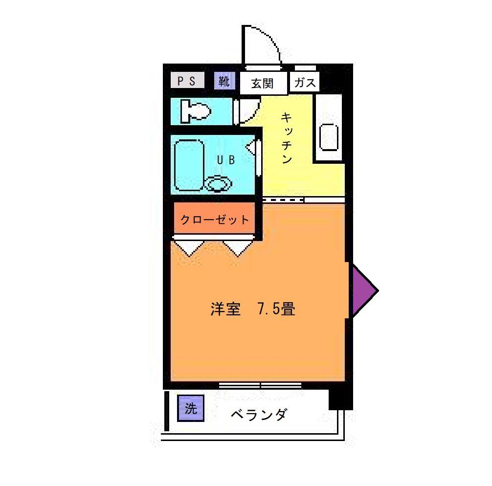 大栄和泉マンション(1K/4階)の間取り写真