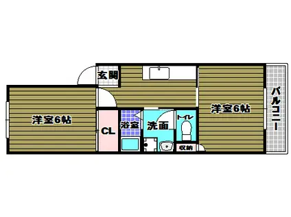 グリーンヒルハイツ(2K/2階)の間取り写真