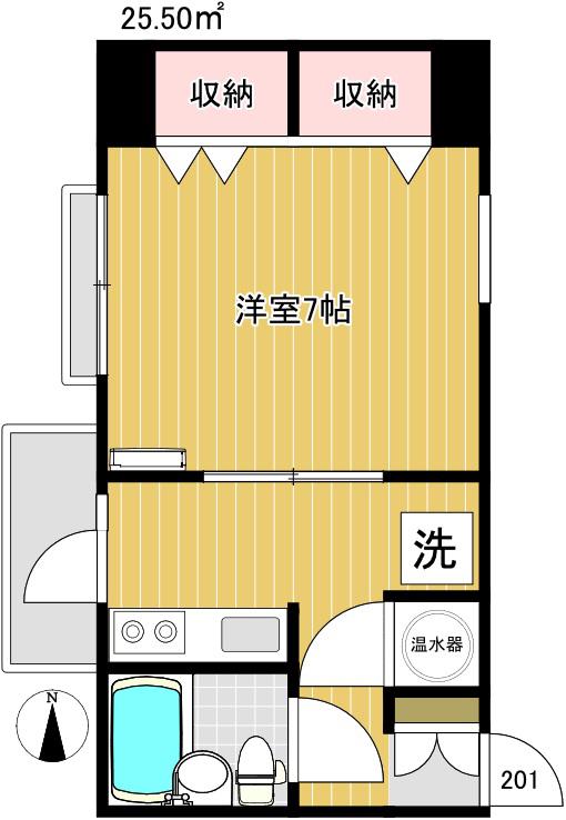 ステイタス三鷹(1K/2階)の間取り写真