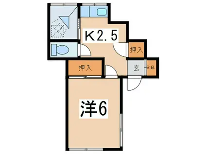 あじろ木ハウス(1K/1階)の間取り写真