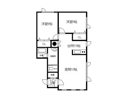 アイランドKII(2LDK/1階)の間取り写真