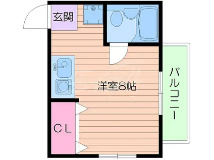 津島ハイツII(ワンルーム/2階)の間取り写真
