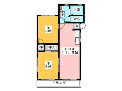 グランデール(2LDK/2階)の間取り写真