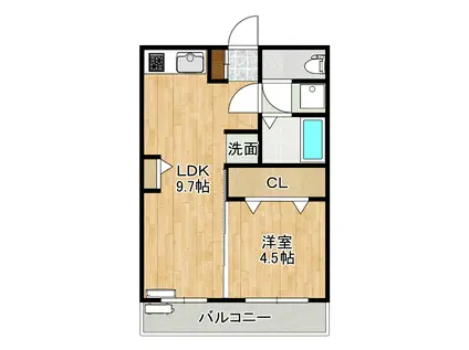 メイリタウンI(1LDK/2階)の間取り写真