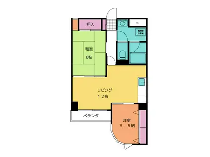 コーポホリウチ(2LDK/1階)の間取り写真