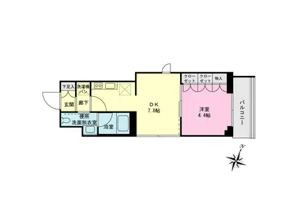 プライムネクサス久が原(1DK/2階)の間取り写真