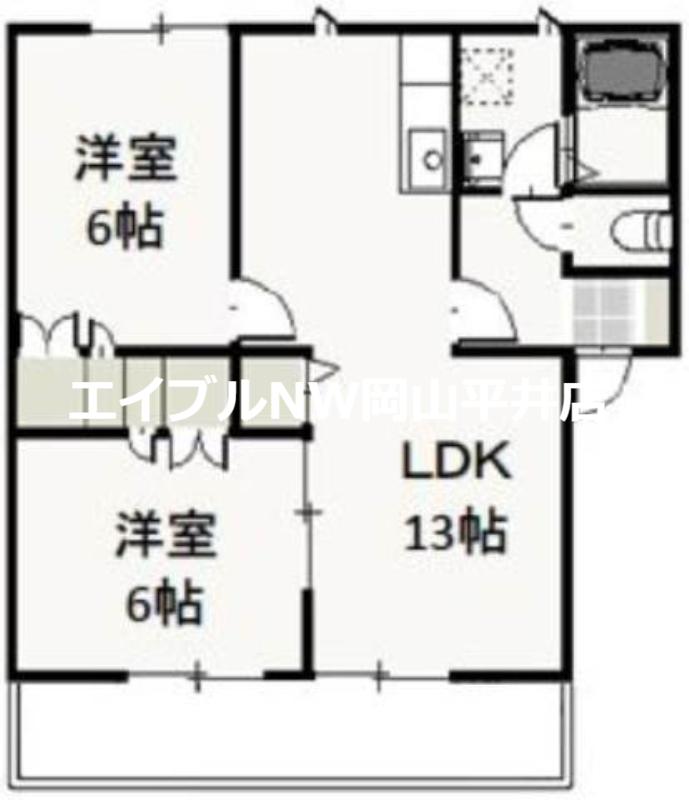メゾン・タチバナC(2LDK/1階)の間取り写真