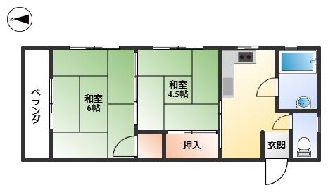 若竹マンション(2DK/3階)の間取り写真