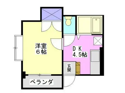 駒金屋12マンション(1DK/4階)の間取り写真