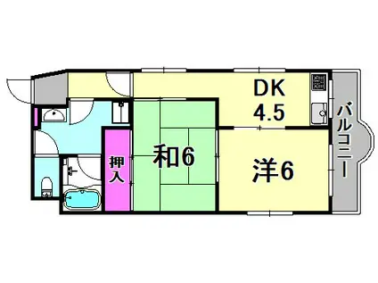 寺島パインマンション(2DK/3階)の間取り写真