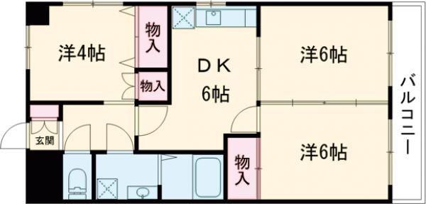 マルモビル(3DK/4階)の間取り写真