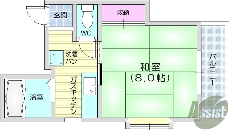 サンライズアオバ(1K/2階)の間取り写真