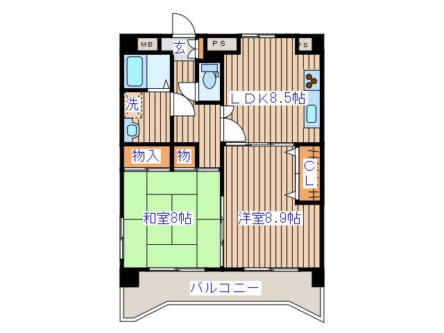 WILL落合(2LDK/3階)の間取り写真