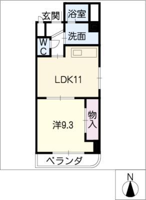 イマージュ池下(1LDK/4階)の間取り写真