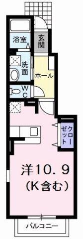 フレンドリーハープ大林(ワンルーム/1階)の間取り写真