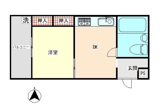 池袋マンション(1DK/2階)の間取り写真
