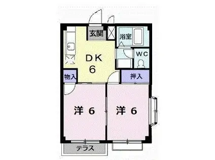 北本ハイツ(2DK/1階)の間取り写真