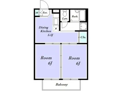 GOLD FIELDII(2DK/1階)の間取り写真