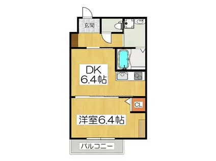 エントランスライフ宝ヶ池(1DK/3階)の間取り写真