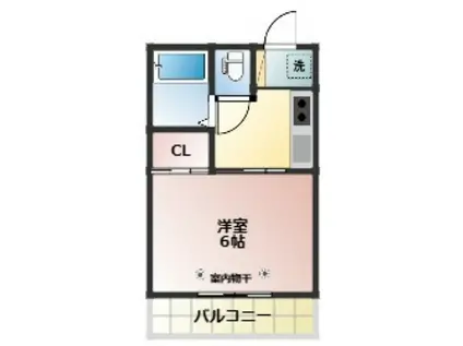 パークプレイス西川原II(1K/2階)の間取り写真