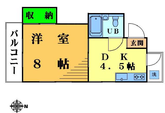 ファミールタック(1DK/2階)の間取り写真