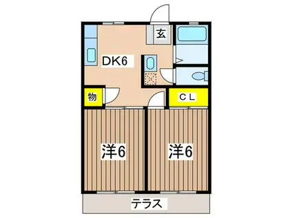 ロイヤルハイツB(2DK/1階)の間取り写真