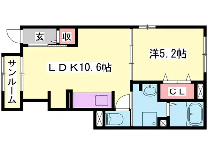 ウエストガーデンVII(1LDK/1階)の間取り写真