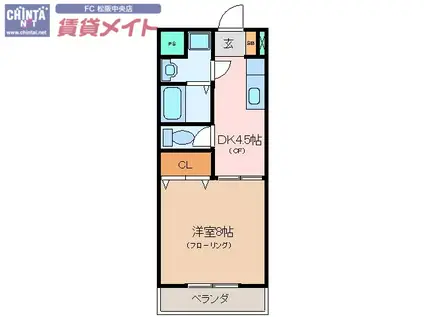 サンハイツイトウ C棟(1DK/3階)の間取り写真