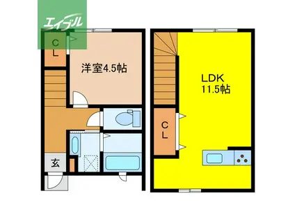 CREDO基山III(1LDK/1階)の間取り写真