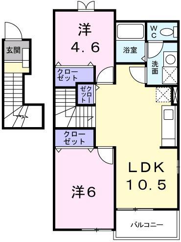 ラフィーネ上矢田(2LDK/2階)の間取り写真
