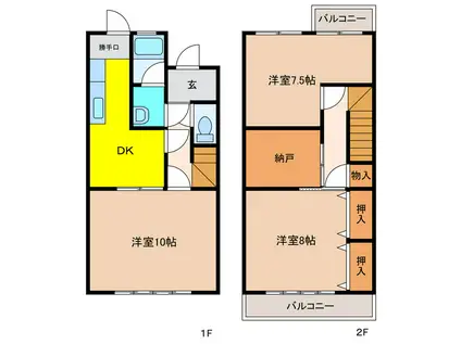 黒岩タウンハウス(3SDK/1階)の間取り写真