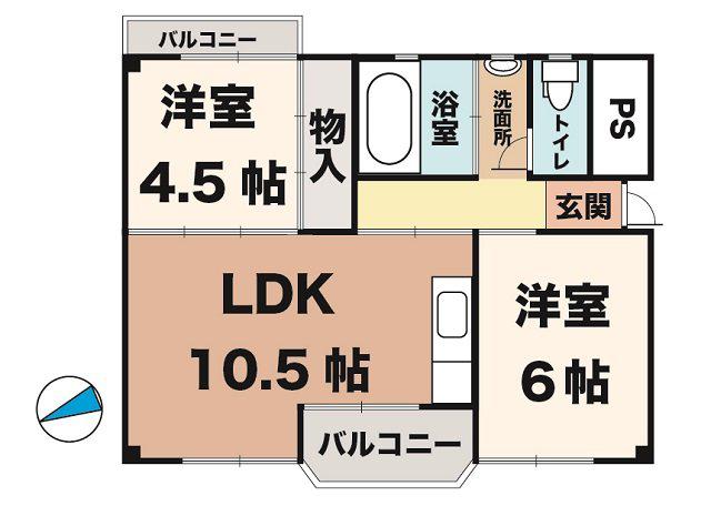 福田ハイツ(2LDK/3階)の間取り写真