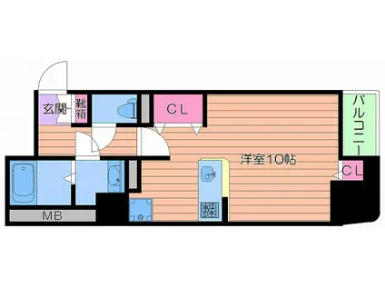 CITY SPIRE堺筋本町 旧リトルリバー本町橋(ワンルーム/3階)の間取り写真