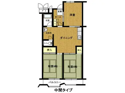 兵庫県公社 播磨城ノ宮3号棟(3DK/3階)の間取り写真
